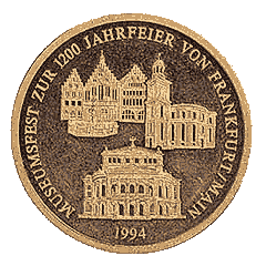 Памятная медаль, выпущенная в честь участия полиакра «Одесса» в праздновании 1200-летнего юбилея Франфурта-на-Майне («Одесса» была единственным кораблем, приглашенным на этот праздник)