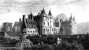 Замок Холируд. Шотландия. Старинная гравюра